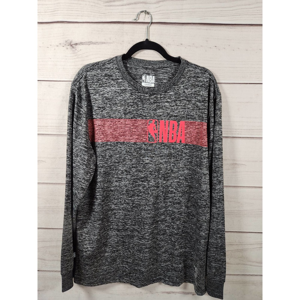NBA Men's Gray Athletic Crew Neck‎ Stretch Long Sleeve T-Shirts Size Large